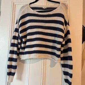 Aerie Navy and Cream Striped Sweater